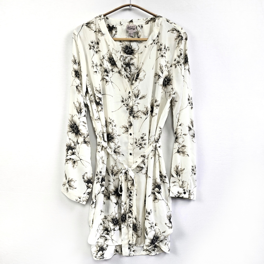 Como Vintage Floral Dress Black White Size Large